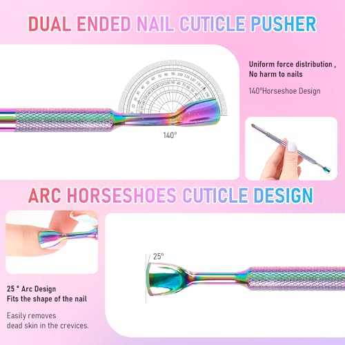 Pre-Treatment Cuticle Pusher, Dual Ended Cuticle Remover Tool Colorful