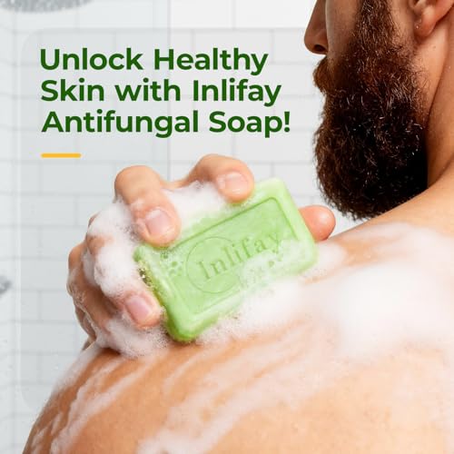 Inlifay Tolnaftate 1% Antifungal Bar Soap : Athletes Foot Ringworm Jock Itch Fast Itch Relief Tea Tree Oil Non-Greasy Anti-Fungal Bar Wash for Gym-Goers & Active Adults Green 8 Ounce (Pack of 1)