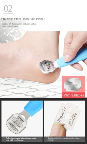 Callus Remover & File - Metal Scraper for Dead Skin & Heels. Wet/Dry. Black