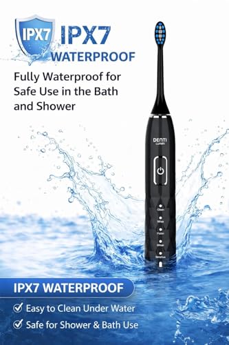 Sonic Electric Toothbrush for Adults – 38,000 VPM, 5 Brushing Modes, IPX7 Waterproof, 60-Day Battery, Fast Wireless Charging, 6 Replacement Heads, Travel Case, 2-Min Smart Timer (Black) Black