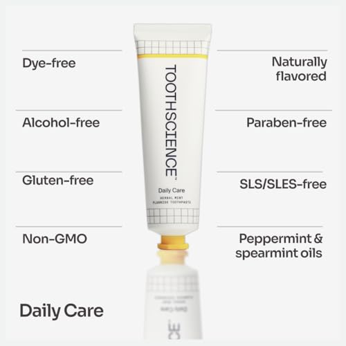 Daily Care Toothpaste – 4-in-1 Fluoride Formula, Naturally Flavored with Peppermint & Spearmint Oils, Free of Dyes, Alcohol & SLS/SLES (Herbal Mint, 3.4 oz)