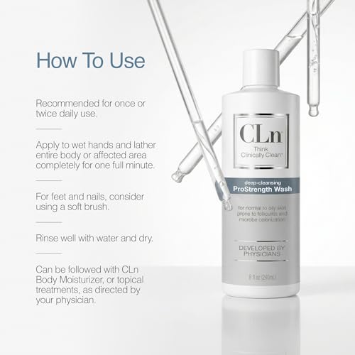 CLn® ProStrength Wash - PH-Balanced and Formulated for Daily Use with Salicylic Acid to Cleanse and Exfoliate Normal to Oily Skin for Men and Women with Body Odor, 8 fl oz. 8 Fl Oz (Pack of 1)