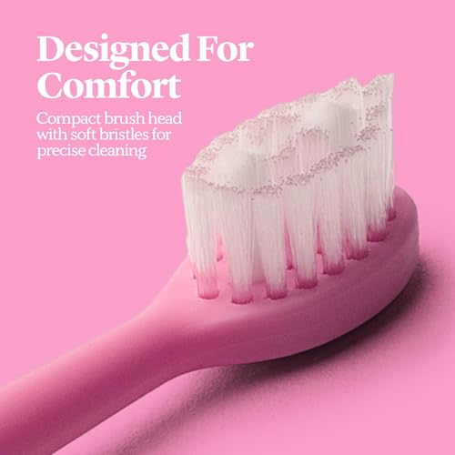 Made by Dentists PRO‑X Replacement Brush Heads for Adults – Compatible with PRO‑X Sonic Toothbrush (3 Pack) – Dentist‑Designed, Deep Plaque Removal, Soft Bristles, Travel‑Ready, Pink