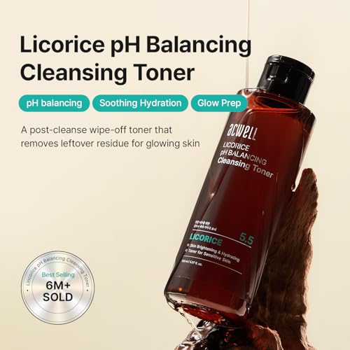 ACWELL Licorice pH 5.5 Balancing Cleansing Toner - Alcohol-Free Korean Face Toner, Hydrating Clarifying Formula for Dull and Combination Skin, 5.07 fl oz 5.07 Fl Oz (Pack of 1)