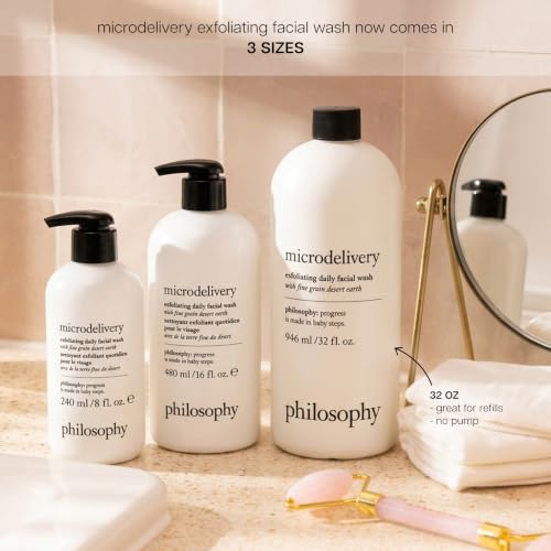 philosophy microdelivery exfoliating daily facial wash - with fine grain desert earth & gentle amino acids - scrubs away impurities & dead skin cells to alleviate dryness and rough texture 8.24 Fl Oz (Pack of 1)