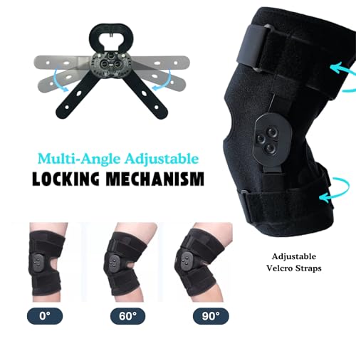 Hinged Knee Brace with Side Stabilizers & Locking Dial- Adjustable Knee Support for ACL Recovery, Meniscus Tear, Arthritis Pain Relief - Medical Immobilizer with Open Patella for Men & Women