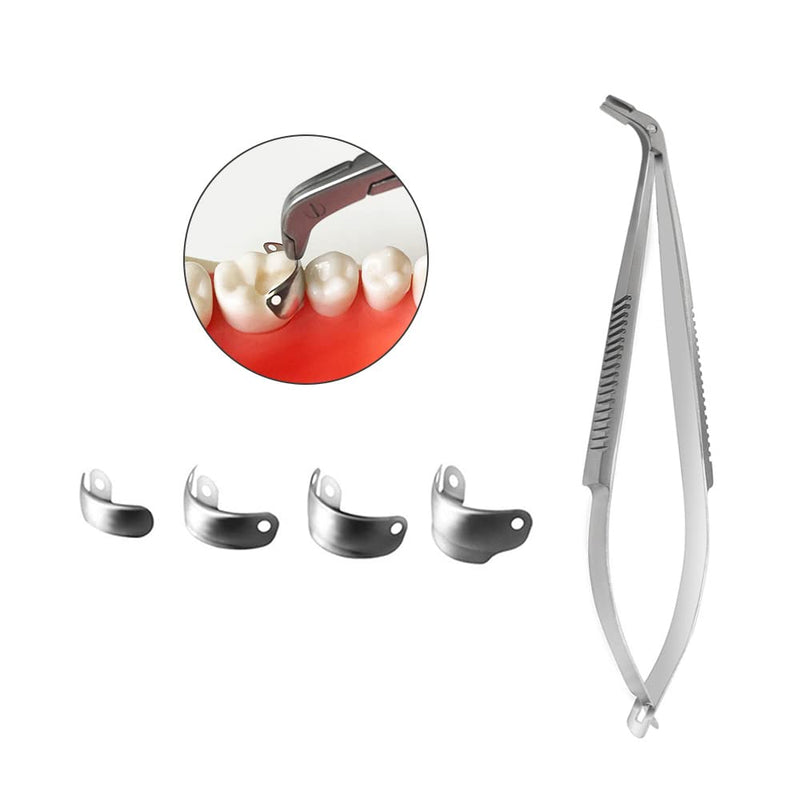 Dental Matrix Tweezers Forceps, Sectional Matrix Bands Placing Pliers with Separator for Dentistry Material-Silver Silver - BeesActive Australia