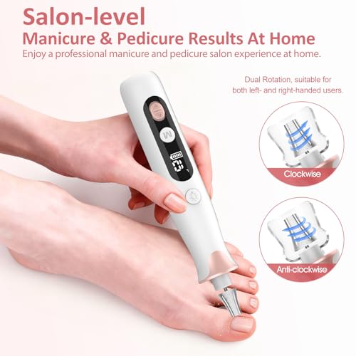 Haootadiy Electric Nail Drill File, Cordless Electric Nail Filer Buffer with Nail Drill Bits Sanding Bands Professional Manicure Pedicure Set for Nail Grind Trim Polish, for Women & Men