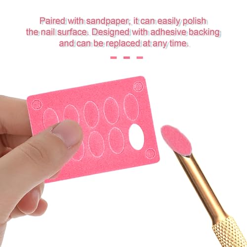 2 Pieces Gold Double-Ended Stainless Steel Cuticle Pusher Cuticle Remover With 150 Grit Sandpaper Sheets Nail Prep Tools Russian Manicure Kit Nail Cuticle Pusher for Women