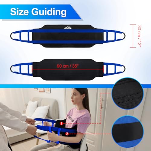 supregear Transfer Sling, 35" Padded Lift Assist Aid with 6 Handles, Caregiver Repositioning Sling for Seniors, Elderly Adults, Bed Turning, Standing & Daily Mobility Assistance, Black
