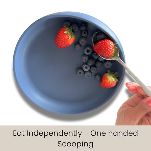 Modaliv Silicone Scooper Plate with Suction Base for Adults, Blue