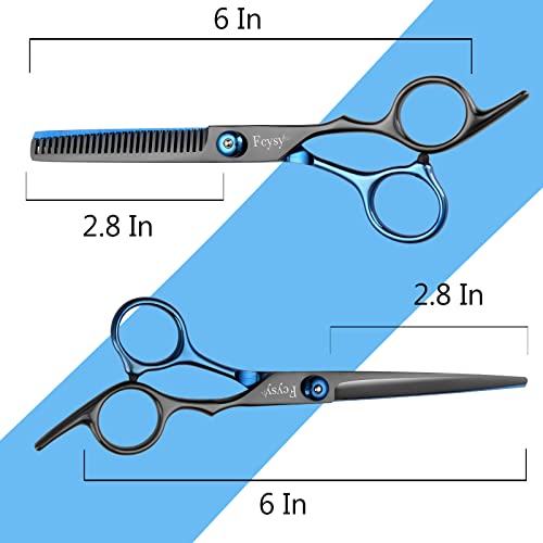 Hair Cutting Scissors Hair Shears Set, Fcysy Professional Barber Shears Thinning Scissors Kit for Haircutting, Hairdressing Shears Salon Accessories for Women Men Blue&black 11