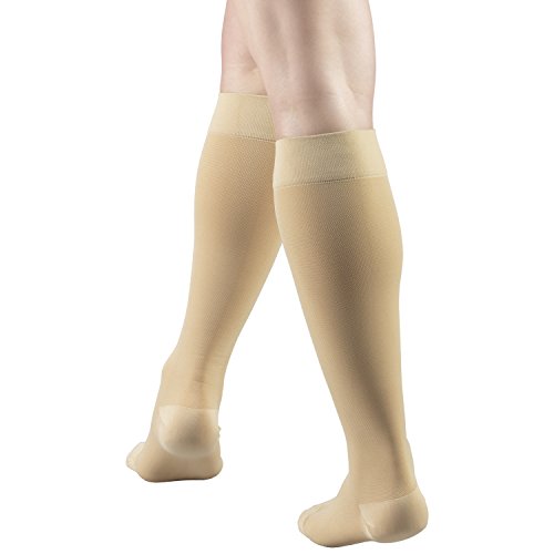 Truform 15-20 mmHg Compression Stockings, Men & Women Medical Closed Toe Beige Medium