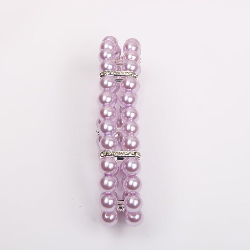 2 Rows Pearls Pet Dog Necklace Collar Bling Accessories Charm Pet Puppy Jewelry Puppy Chihuahua Yorkie Handmade Adjustable (Purple, Medium) Purple - BeesActive Australia