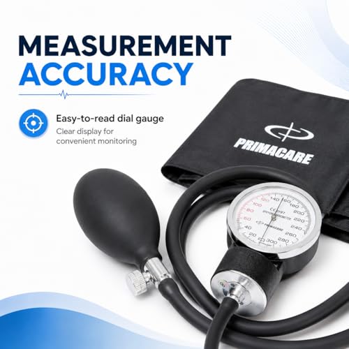 PrimaCare DS-9195 Professional Adult Size Classic Series Blood Pressure Kit with D-Ring Cuff, Nylon BP Kit, Aneroid Sphygmomanometer with Stethoscope 1