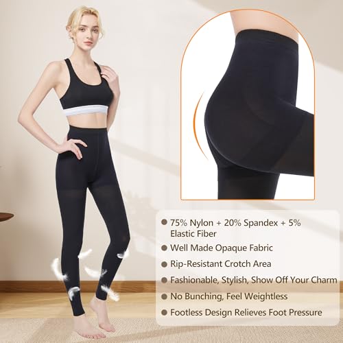 Medical Graduated Compression Tights, 20-30 mmHg Support Pantyhose Large Black