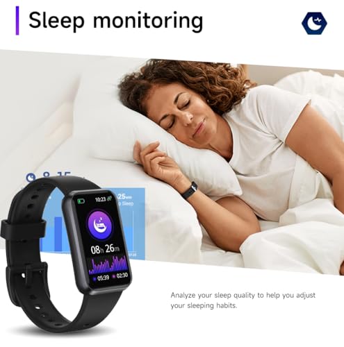 Fitness Trackers,Heart Rate Blood Oxygen Sleep Monitor,1.47‘’ OLED Display,Calorie Pedometer Steps Counter Activity watchs,Smart Band 24/7 Health Monitoring(Black) Black
