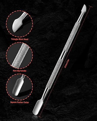 BEZOX Cuticle Pusher - Stainless Steel Cuticle Stick & UV Gel Nail Polish Remover Tool - Professional Double-Ended Cuticle Trimmer Manicure Tool for Healthy and Beautiful Nails