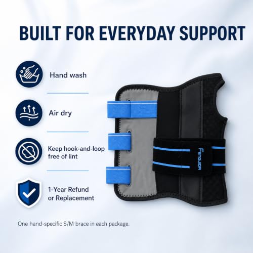 FENGJIDA Carpal Tunnel Wrist Brace for Night Sleep,Work,Typing Support Black Right-S/M