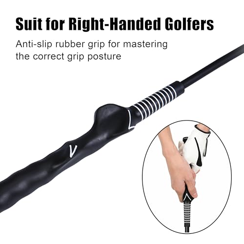 PGM Golf Swing Trainer Aid -2.0 Golf Swing Training Aid Golf Practice Warm-Up Stick for Strength Flexibility and Tempo Training -Suit for Practice Chipping Hitting Golf Accessories Right - Fixed Length