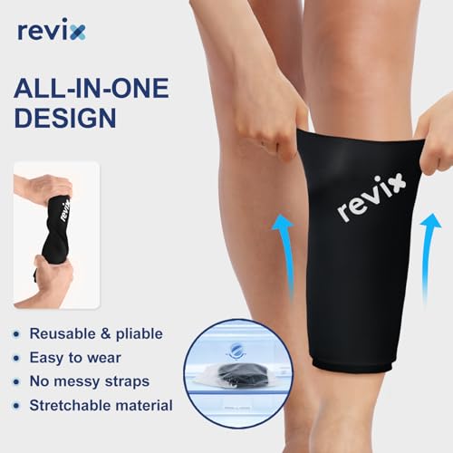 REVIX Ankle Ice Pack Wrap for Foot Pain Relief and REVIX Shin Compression Sleeve for Shin Splints