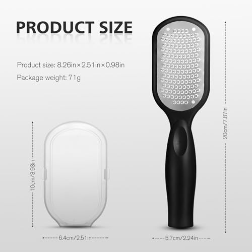FERYES Foot File Callus Remover with Dead Skin Catcher – The Genius Foot Scrubber for Mess-Free Pedicures, Heel Scraper for Cracked Heel Treatment, Wet & Dry Use Feet Rasp - Black Stainless Steels with Catcher