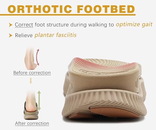 KuaiLu Womens Orthopedic Walking Sandals with Memory Foam Arch Support 8 Beige