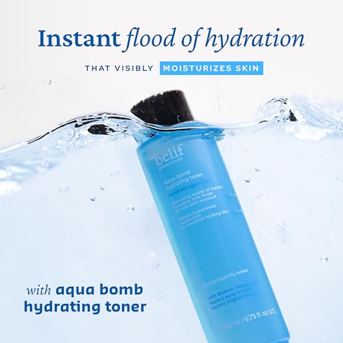 belif Niacinamide Hydrating Toner – Aqua Bomb Lightweight Cooling Toner with Hyaluronic Acid, Soothing and Balancing Formula, Skin Barrier Repair and Radiant Skin, Korean Skincare, 5.07 fl oz 6.7 Fl Oz (Pack of 1)