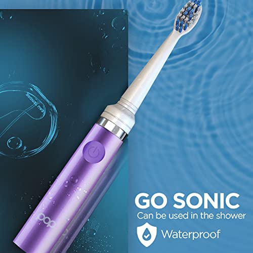 Go Sonic Electric Toothbrush for Adults – 2 Speed (Purple) – Dupont Nylon Bristles – 15,000-30,000 Strokes/Minute w/AAA Battery – Bathroom Essentials & Travel Essentials Purple 1 Count (Pack of 1)