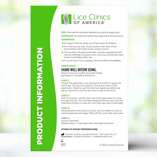 Lice Treatment Kit by Lice Clinics-Guaranteed Cure for Super Lice-Safe, Non-Toxic (Complete Kit with 5.25oz Shampoo, Metal Comb & More)