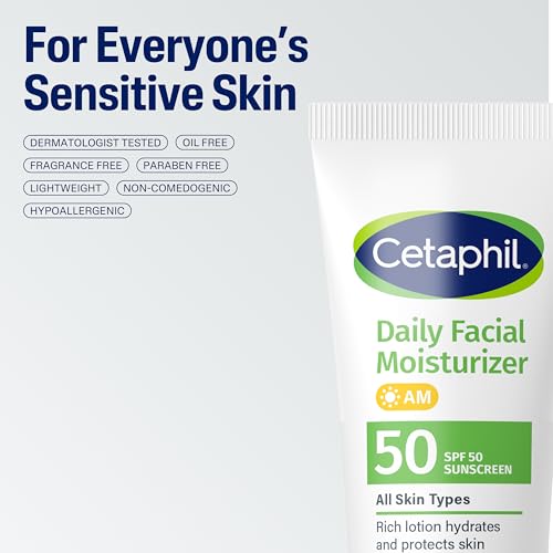 Cetaphil Daily Facial Moisturizer SPF 50, Fragrance-Free, 1.7oz, 2ct