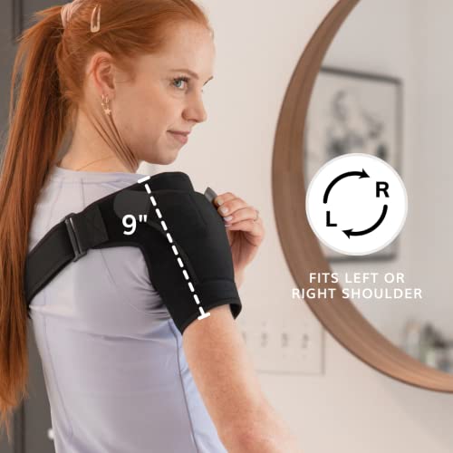 BraceAbility Shoulder Support Brace - Copper Arm Immobilizer Compression Sleeve for Torn Rotator Cuff, Labrum Tears, Bursitis, Impingement Injury Treatment, Dislocation Relief for Men and Women (S/M) S/M