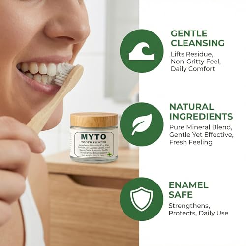 Myto Tooth Powder, RemineralizingHydroxyapatite Tooth Powder with Mint, Fluoride Free Mineral Tooth Cleaning Powder, 1.76 OZ Gentle Daily Oral Care (1pc) 1pc