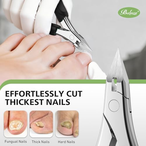 BALUCA Professional Straight Edge Toenail Clippers for Thick Nails & Ingrown Toenails - Heavy Duty Long Handle Nail Clippers for Seniors and Adults with Precision Design for Pain-Free Grooming,Black Black
