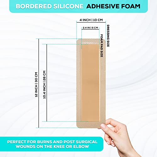 MedVance Silicone Foam Adhesive Dressing with Border, 4"x12", Box of 10 4"x12"