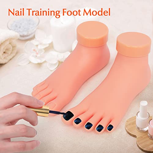 Krofaue 1 Pair Fake Foot Model, Flexible Soft Silicone Nail Practice 1 Pair Practice Fake Foot