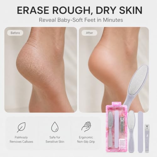 Earth & I - Pink 3-Piece Pedicure Kit: Luxury At-Home Spa Foot Care Set