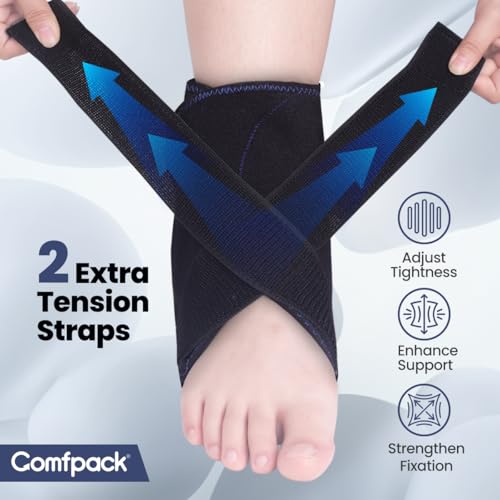 Comfpack Compression Ankle Ice Pack Wrap for Sprain & Shoulder Ice Pack with Compression for Rotator Cuff Cold Therapy