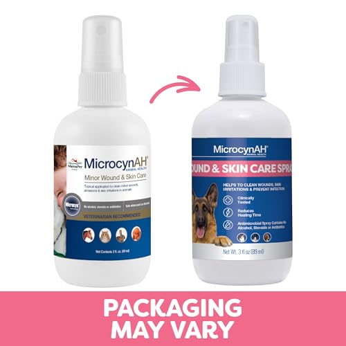 MicrocynAH Wound & Skin Care Spray for Cats, Dogs, Horses & Pets, 3oz Wound & Skin Care Liquid