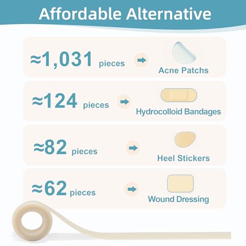 Hydrocolloid Bandages for Wound Care Dressing, 6.6ft Hydrocolloid Roll 2in x 6.6ft
