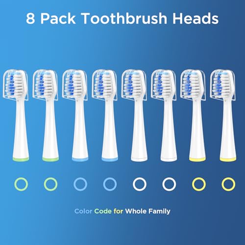 8 Pack Toothbrush Replacement Heads for Waterpik Sensonic Complete Care CC-04CD010-1, and for Waterpik Sensonic Electric Toothbrush STW-03W020/STW-03W027, with Cover for White STWB-3WW-B 8 Pack Without Case