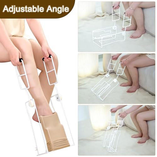Upgraded Large Compression Sock Aid Device with Extended Handle, Compression Sock Donner Helper with Adjustable Angle, Suitable for Seniors, Cannot Bend, Arthritis, Recovering from Surgery