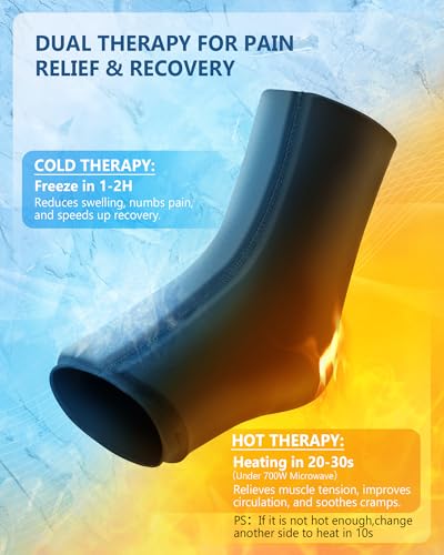 Ankle Foot Ice Pack Wrap for Injuries, Reusable Gel Ice Pack for Hot and Cold Therapies, Flexible Cold Pack for Achilles Tendonitis,Plantar Fasciitis,Swelling,Sprained,Post-Surgery Recovery Original XLx1