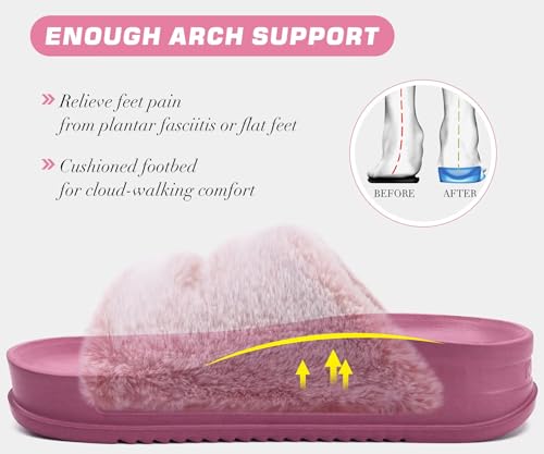 KuaiLu Womens Arch Support Slides Slippers Indoor Outdoor Casual Outfits 10 Lovely Pink (Tip Dyeing)