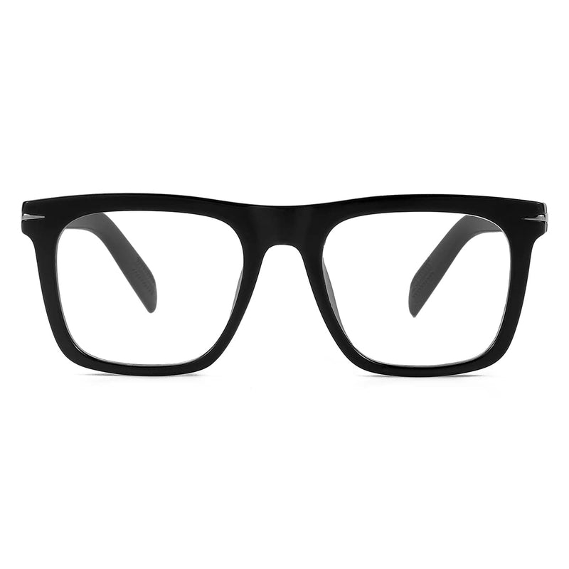 NIDOVIX Trendy Square Blue Light Blocking Glasses for Men Women, Fashion Frame Non-prescription Computer Glasses (Black) 01 Black 50 Millimeters - BeesActive Australia