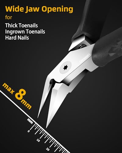 EBEWANLI Nail Nippers, Toenail Clippers for Thick Toenails & Hangnail 1pc-black