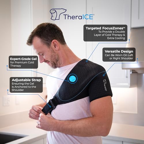 TheraICE Shoulder Ice Pack Wrap, Reusable Ice Pack for Rotator Cuff & Shoulder Pain Relief + TheraICE Migraine Relief Cap