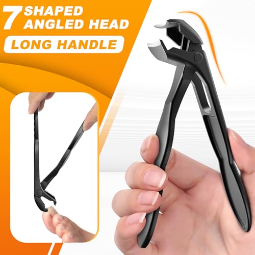 Toenail Clippers for Thick Toenails, Angled Head Toe Nail Clippers with Catcher, 360° Rotating Nail Clippers for Men, 37mm Wide Opening Nail Cutter for Ingrown Toenails, 5PCS Seniors Foot Repair Set Ingrown & Angled & Rotating