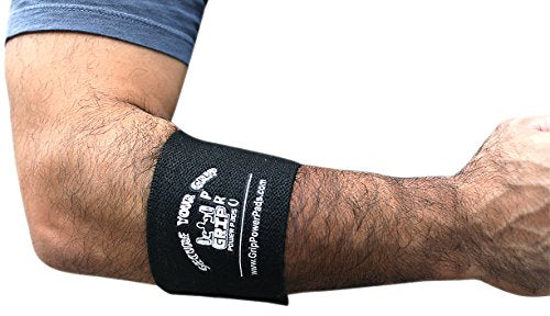Grip Power Pads Elbow Compression Sleeve (2 Count) Golf Elbow Brace Weightlifting Sleeve Tennis Strap Arthritis (Black, Medium 9"-9.75")