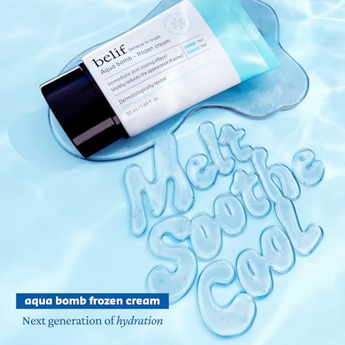 belif Aqua Bomb Frozen Gel Cream - Cooling Relief with Panthenol & Niacinamide - Daily Soothing & Hydrating Moisturizer, Lightweight, Korean Skincare, 1.69 fl oz Citrus 1.69 Fl Oz (Pack of 1)